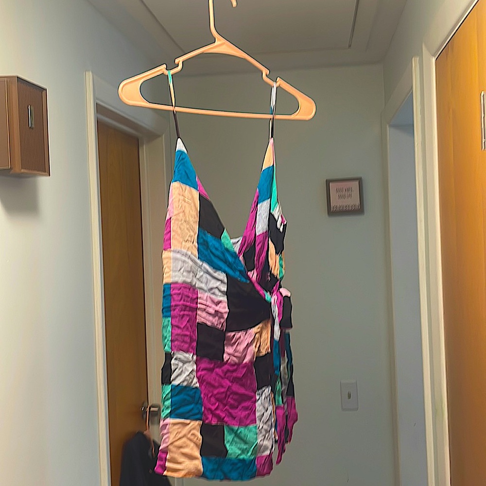 Multicolor beach cover up scort dress - wraps with shorts underneath